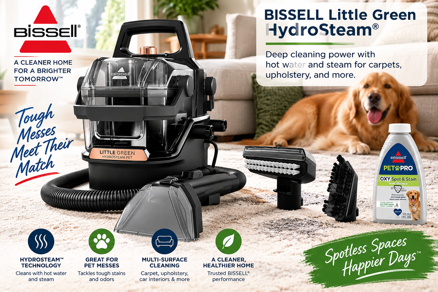 BISSELL Little Green HydroSteam portable carpet cleaner