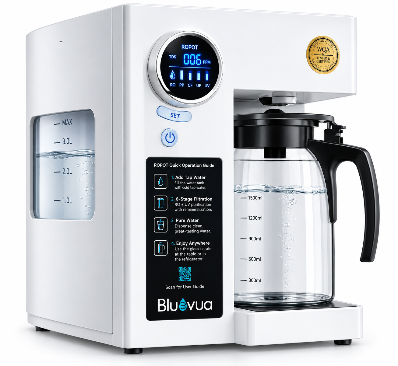 Bluevua RO100ROPOT-UV countertop reverse osmosis water filter