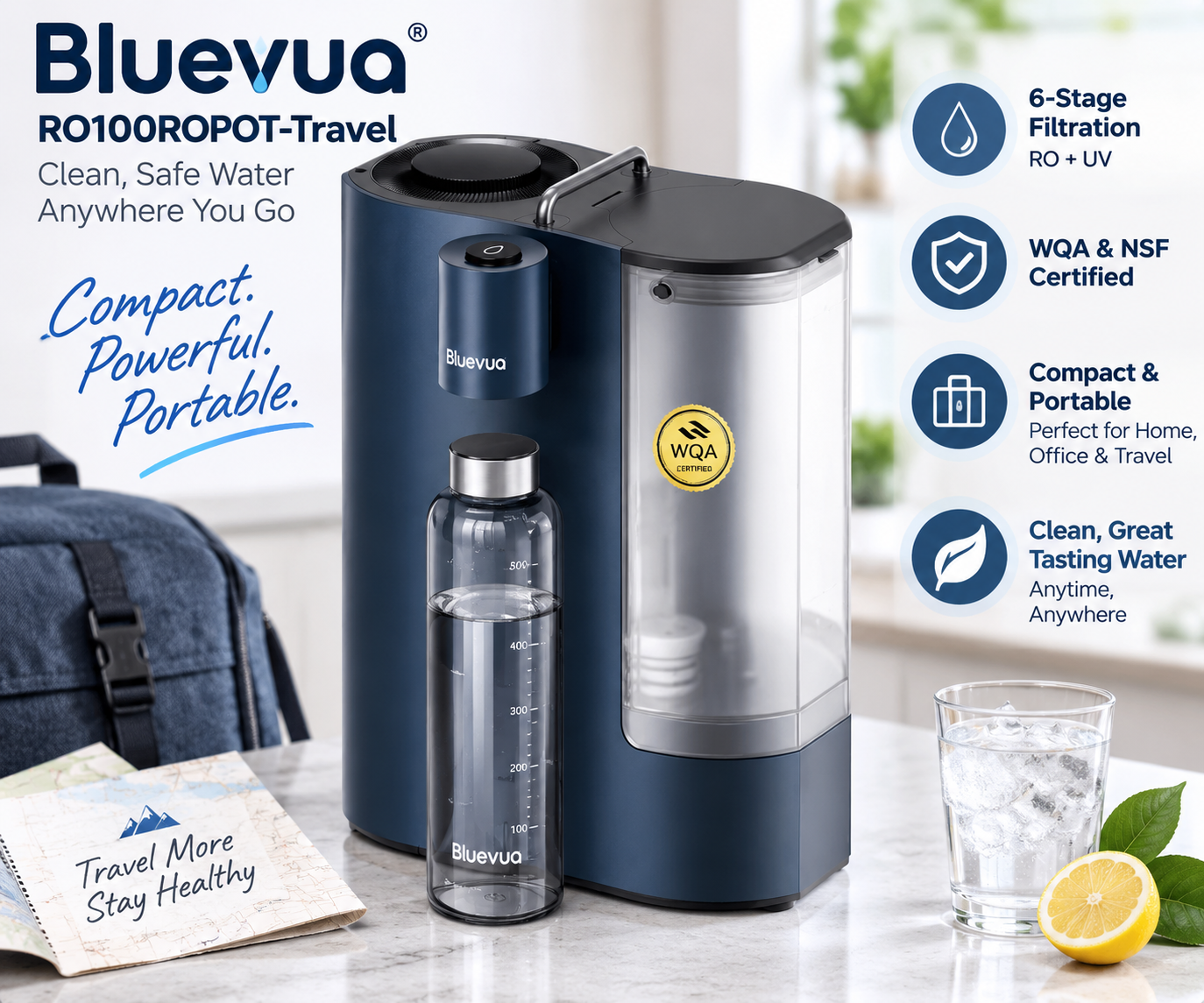 Bluevua RO100ROPOT-Travel compact countertop reverse osmosis water filter