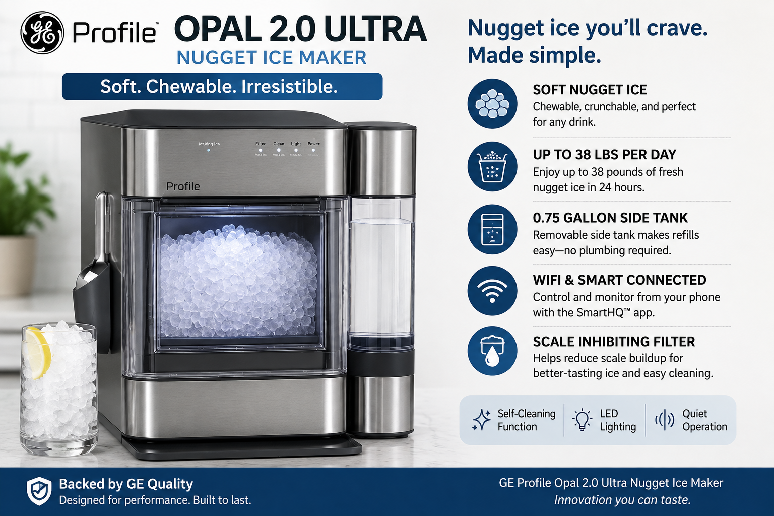 GE Profile Opal 2.0 Ultra countertop nugget ice maker